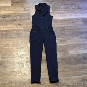 Fashion Nova Denim Style Button-Up Jumpsuit